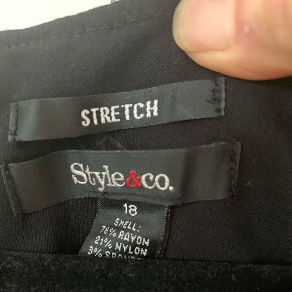 Style&Co black sleeveless midi dress, mid back zipper, mock front zippers, 18 - Picture 2 of 8